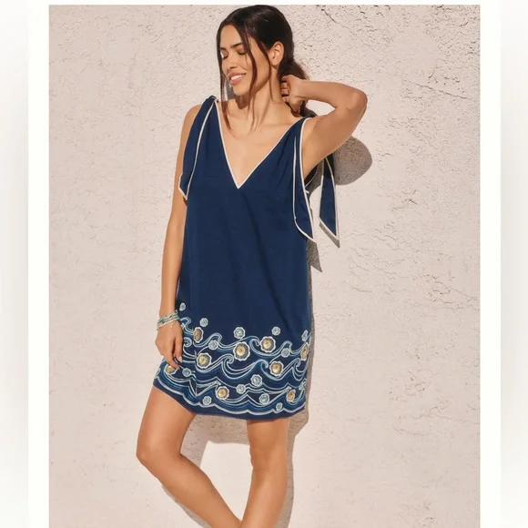 Anthropologie | Dresses | By Anthropologie Embroidered Wave Mini Dress |  Poshmark